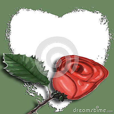 Pop Art - Rose with Heart Stock Photo