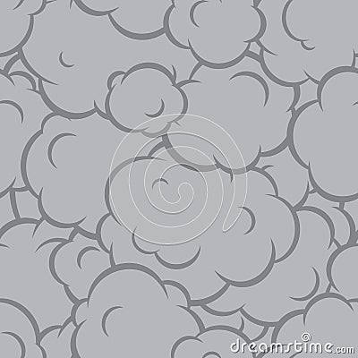 Pop art smoke seamless vector pattern grey Vector Illustration