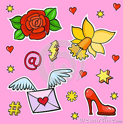 Pop art style fashion stickers Stock Photo