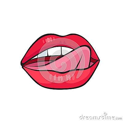 Pop art style lips sticker Stock Photo