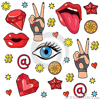 Pop art style stickers Stock Photo