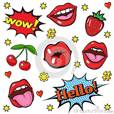 Pop art style stickers Stock Photo