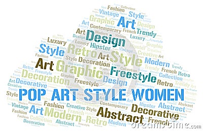 Pop Art Style Women word cloud Stock Photo