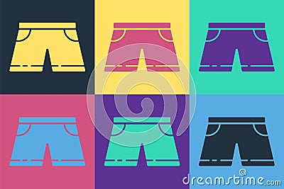 Pop art Swimming trunks icon isolated on color background. Vector Vector Illustration