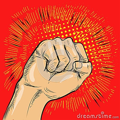 Pop art vector illustration. Fist hitting or punching Vector Illustration