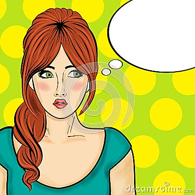 Pop art woman . Comic woman with speech bubble Vector Illustration