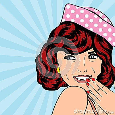 Pop art woman in comics style Vector Illustration