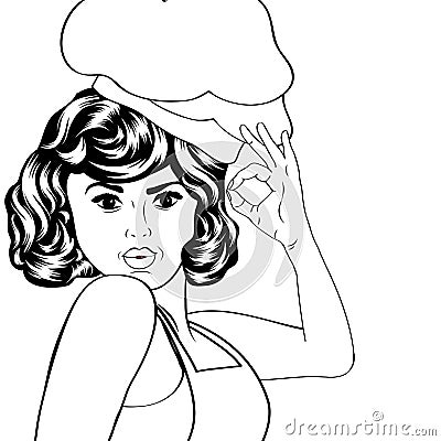 Pop art woman cook Vector Illustration