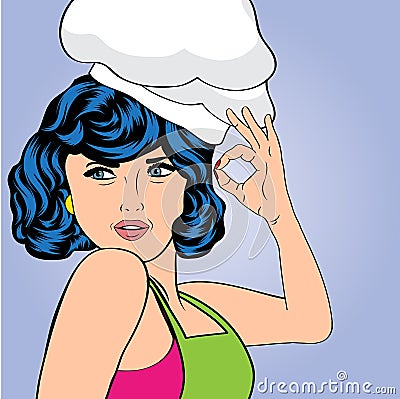 Pop art woman cook Vector Illustration