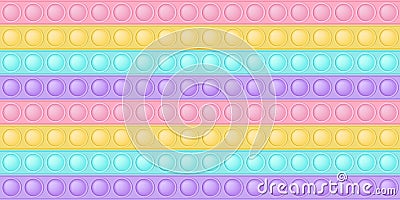 Pop it background a fashionable silicon toy for fidgets. Addictive anti-stress toy in pastel colors. Bubble sensory Vector Illustration