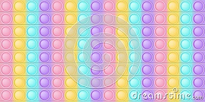 Pop it background a fashionable silicon toy for fidgets. Addictive anti-stress toy in pastel colors. Bubble sensory Vector Illustration
