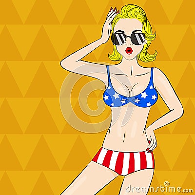 Pop of cartoon woman Stock Photo