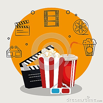 Pop corn cinema enterainment Vector Illustration