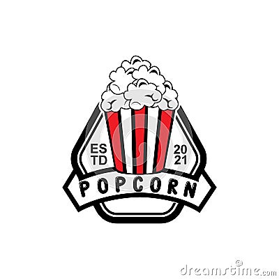 pop corn logo icon vector, explode, cinema snacks, concept illustration Vector Illustration