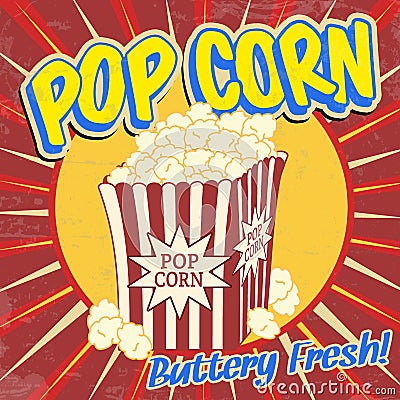 Pop corn vintage poster Vector Illustration