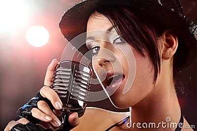 Pop female singer Stock Photo