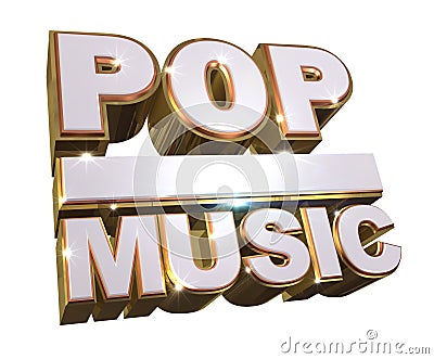 Pop music - Golden 3d logo Stock Photo