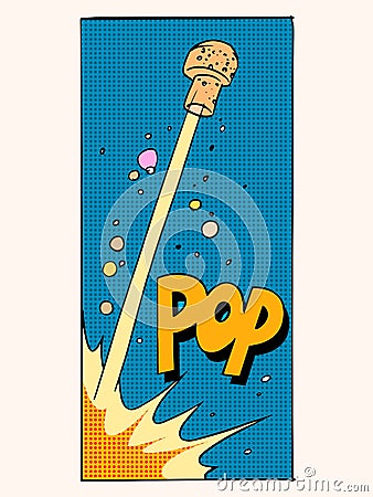 Pop open the champagne cork holiday celebration Vector Illustration