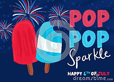 Pop Pop Sparkle Fourth of July Popsicles Stock Photo