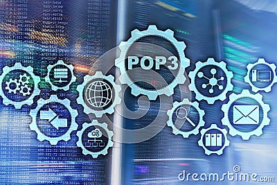 POP3. Post Office Protocol Version 3. Standard internet protocol on datacenter background Stock Photo
