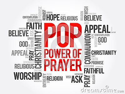POP - Power Of Prayer word cloud, concept background Stock Photo