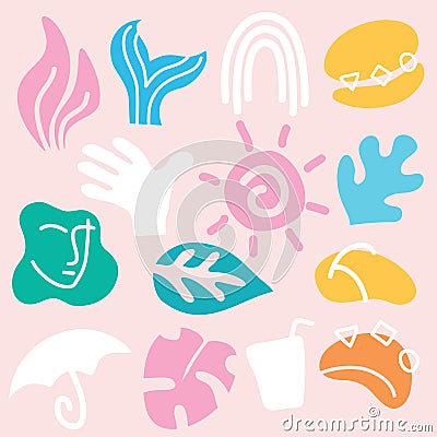 Pop Up Bright Color Pattern. Big set of hand drawn various shapes and doodle objects. Abstract modern trendy vector illustration Vector Illustration