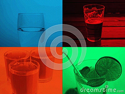 popart halfone drink collage Stock Photo