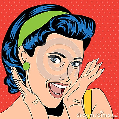 Popart retro woman in comics style Vector Illustration