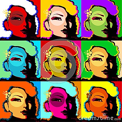 Popart woman face Stock Photo