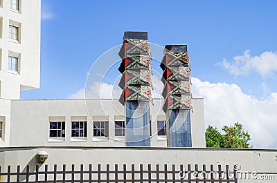 POPAYAN, COLOMBIA - MARCH 31, 2018: Outdoor view of absctract metallic structure located in the city of popayan in Editorial Stock Photo