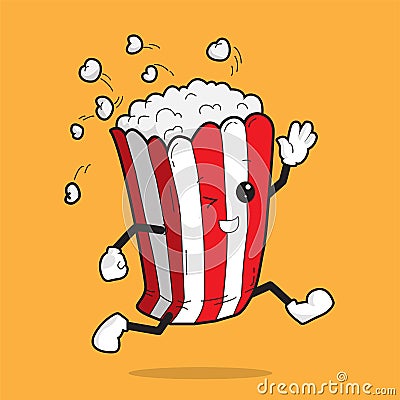 Cute popcorn mascot vector design Vector Illustration