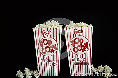 Popcorn boxes full Stock Photo