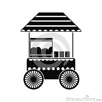 Popcorn cart black simple icon Vector Illustration