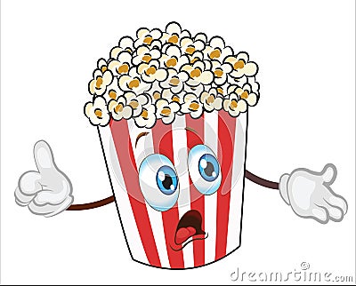 Popcorn character cartoon.cute and funny popcorn vector illustration. Vector Illustration