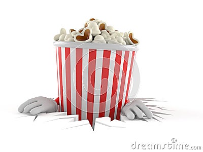 Popcorn character inside hole Cartoon Illustration