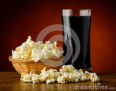 Popcorn and cola drink Stock Photo