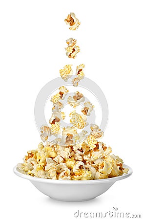 Popcorn falling in the plate Stock Photo