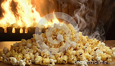 Popcorn and Flames Creative Concept Stock Photo