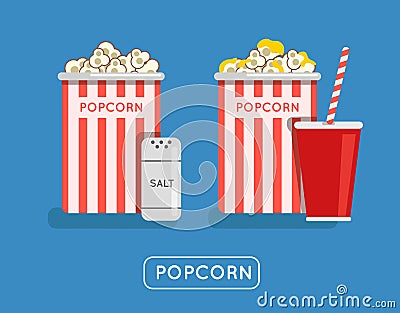 Popcorn food illustration. Popcorn in bucket. Big popcorn Cartoon Illustration