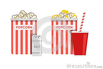 Popcorn food vector illustration. Popcorn in bucket. Big popcorn Vector Illustration