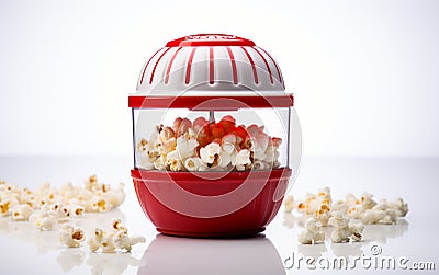 Popcorn Maker on a White Background -Generative Ai Stock Photo