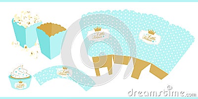 Popcorn paper box template. For little prince Vector Illustration