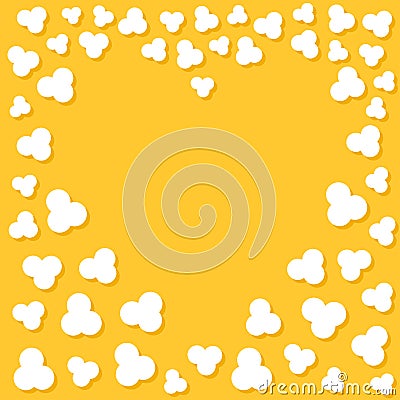 Popcorn popping. Heart shape frame. Cinema movie night sign symbol. Tasty food. Vector Illustration