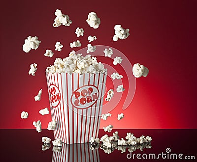 Popcorn Red Background Stock Photo