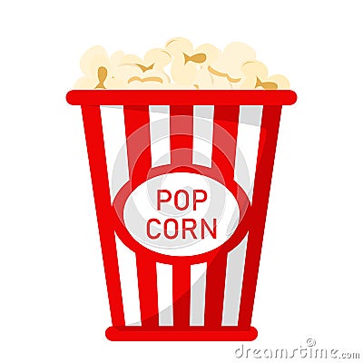 Popcorn in the red box vector isolated. Tasty snack Stock Photo