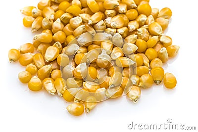 Popcorn Seeds, Studio Close Up Shot, on White Background Stock Photo