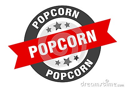 popcorn sign. popcorn round ribbon sticker. popcorn Vector Illustration