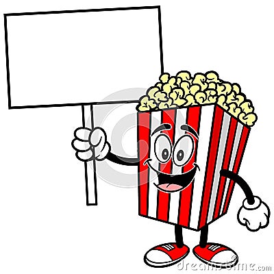 Popcorn with a Sign Vector Illustration