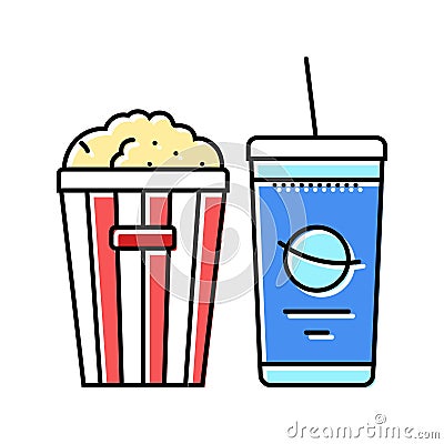 popcorn soda drink color icon vector illustration Vector Illustration