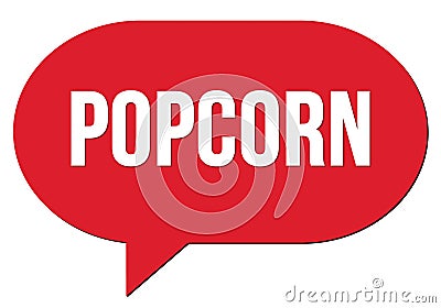 POPCORN text written in a red speech bubble Stock Photo